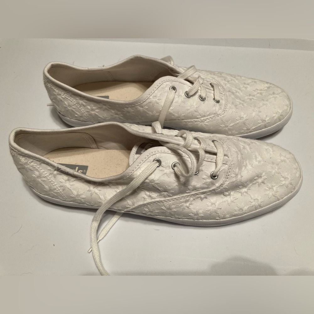 White Embroidered Keds